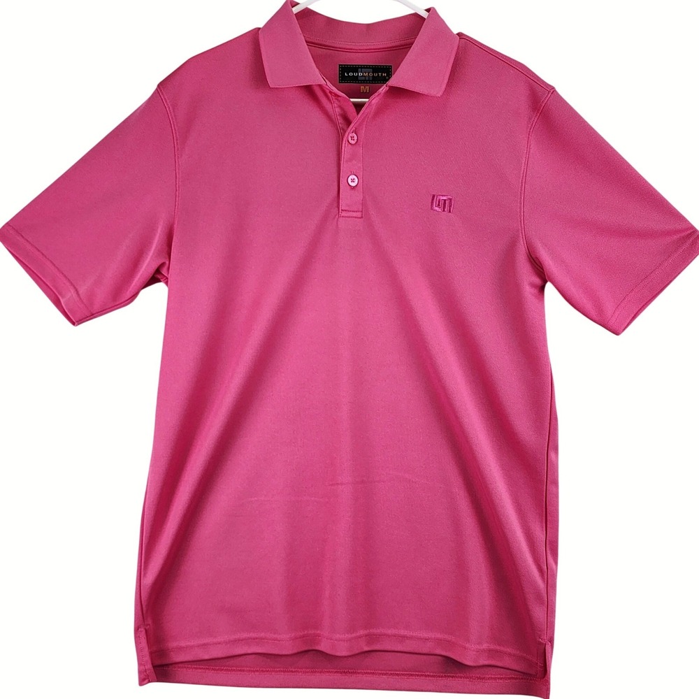 Loudmouth Short Sleeve Performance‎ Golf Polo Shirt Mens M Pink golfcore